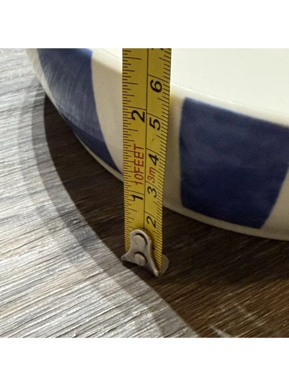 Pfaltzgraff Wyngate Stripe Round Baker Stoneware Bowl Blue Green USA 8